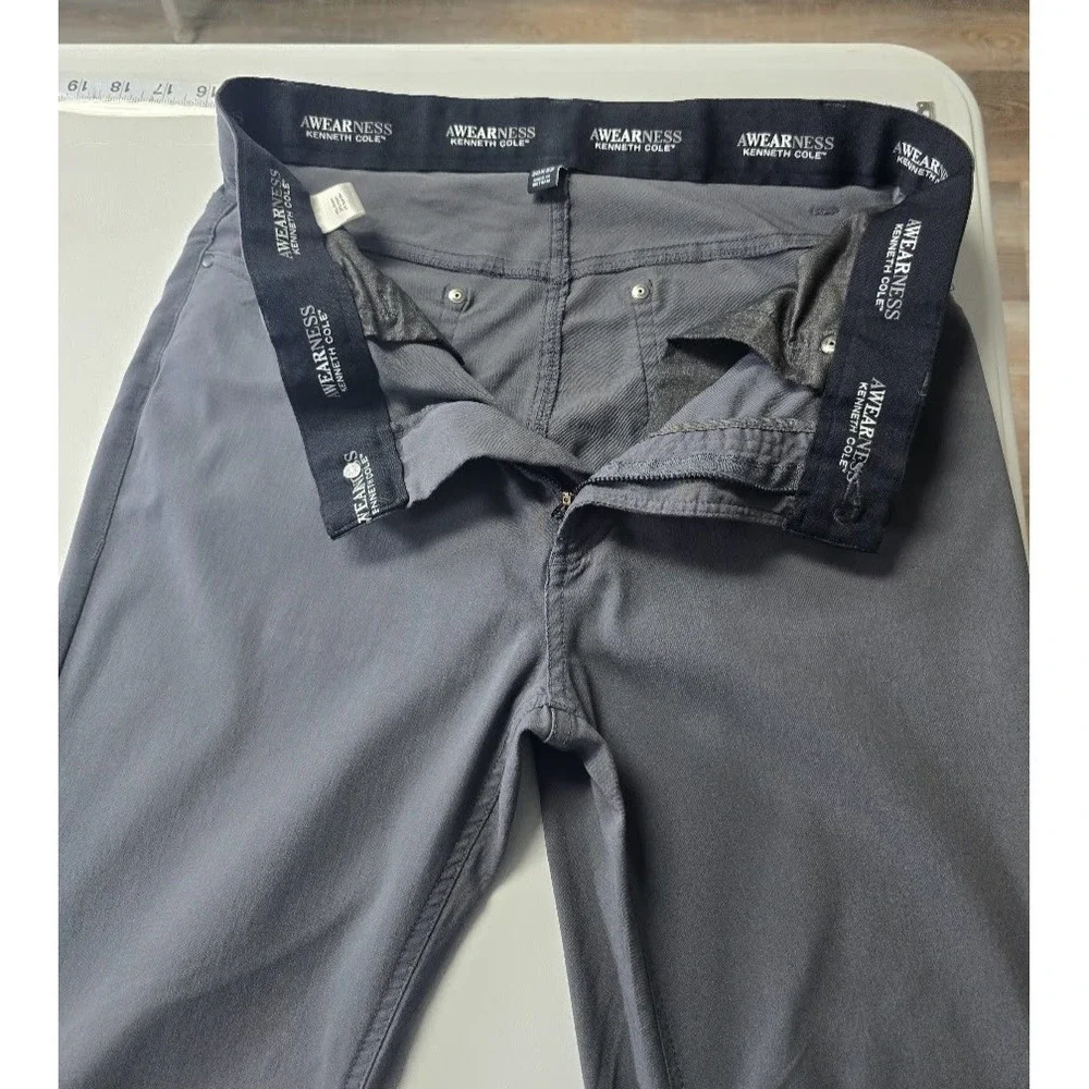 Awareness Kenneth Cole Men's Flex Relaxed Fit Gray Pants Casual Workwear 30x32